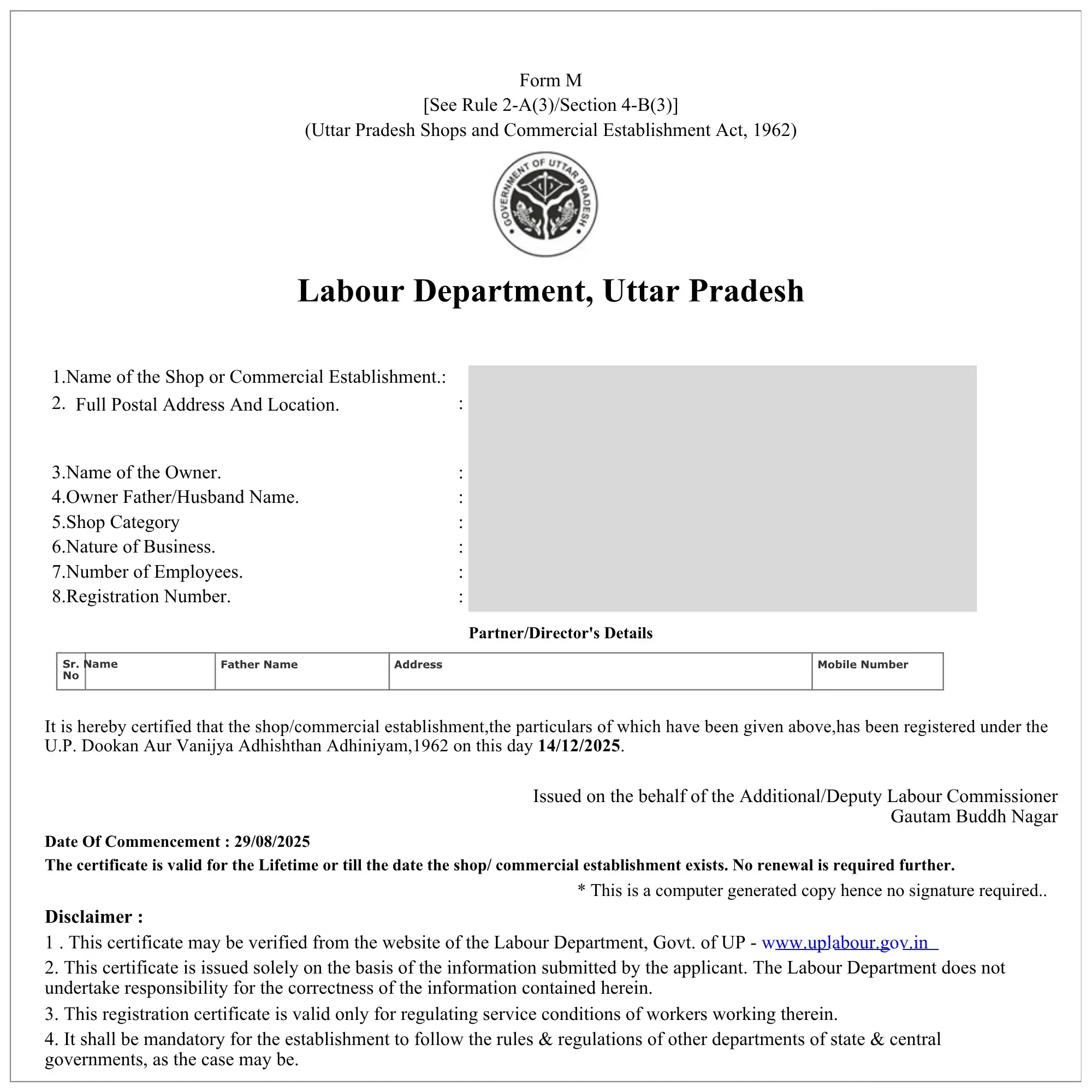 Firm Registration Certificate